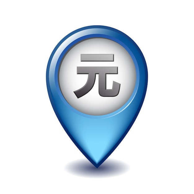 Chinese Yuan local symbol on Mapping Marker  icon. Illustration  of Renminbi currency sign of China on Map Pointer.