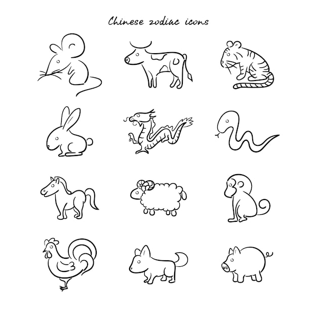 Chinese Zodiac icons set