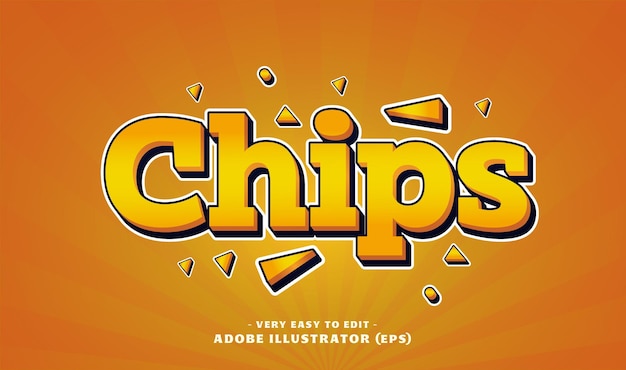 Chips 3d text style effect bold alphabet font effect