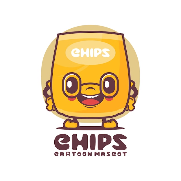 Chips packaging cartoon mascot food vector illustration