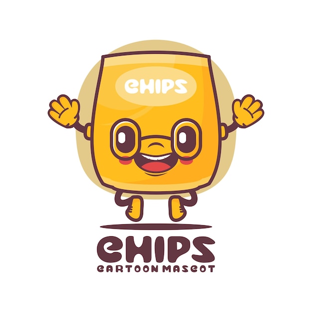 Chips packaging cartoon mascot food vector illustration