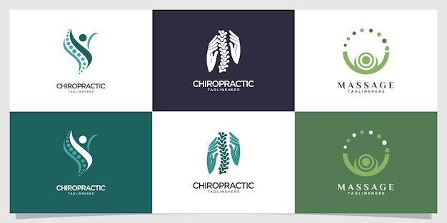 Chiropractic logo collection with creative element Premium Vector part 2