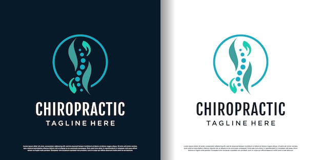 Chiropractic logo design vector with creative abstract concept premium vector