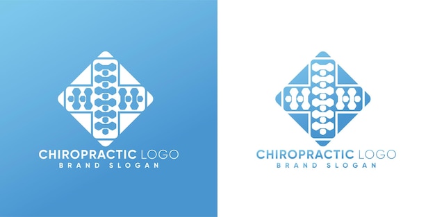 Chiropractic logo with medic sign modern style premium vector