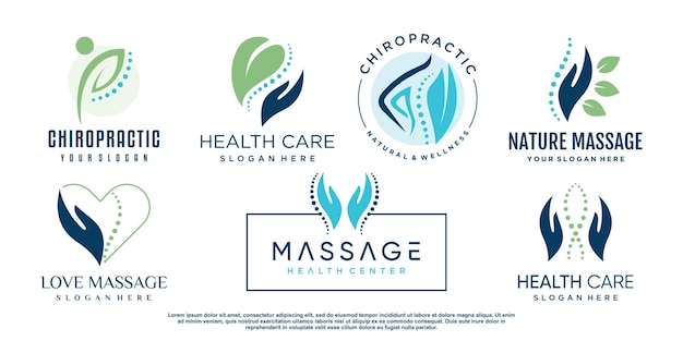 Chiropractic vector icon logo design with unique and creative style Premium Vector