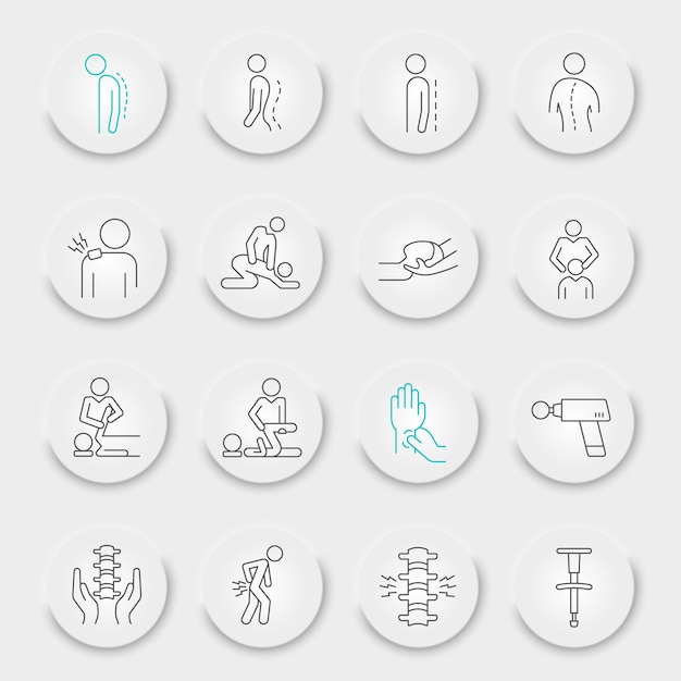 Chiropractor line icon set