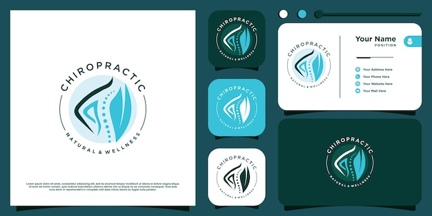 Chiroptactic logo design icon for healthcare Premium Vector