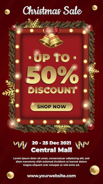 Chirstmas and new year sale red maroon social media banner template