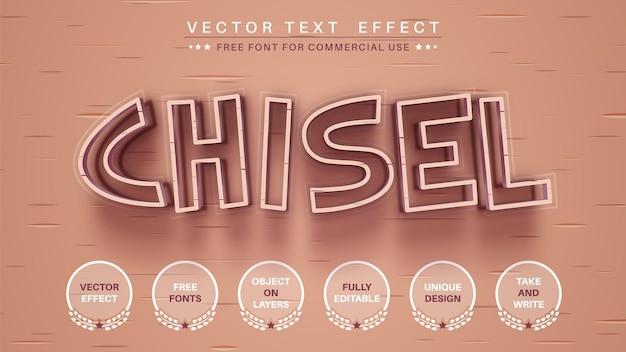 Chisel Stroke Editable Text Effect Font Style