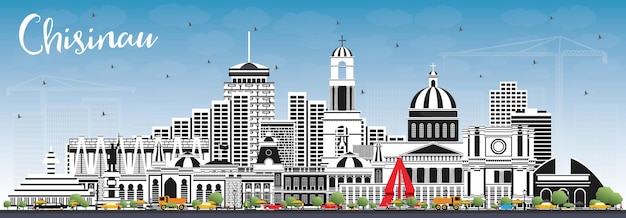 Chisinau Moldova City Skyline with Gray Buildings and Blue Sky Vector Illustration Business Travel and Tourism Concept with Historic Architecture Chisinau Cityscape with Landmarks