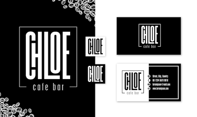 Chloe cafe bar logo and business card design