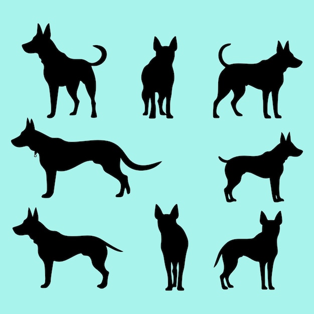 Chloe cat set black silhouette Clip art vector