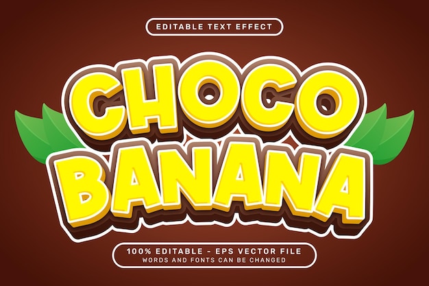 choco banana 3d text effect and editable text effect