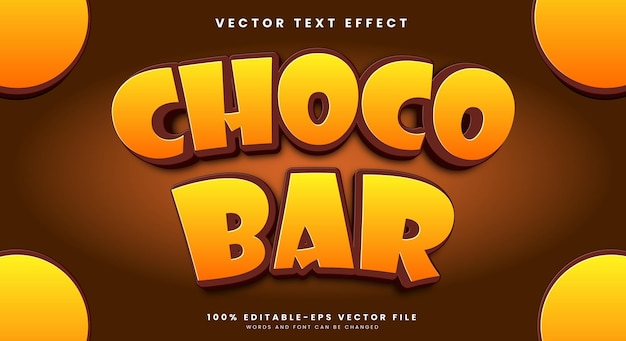 Vector choco bar 3d editable text effect template suitable for sweet food products