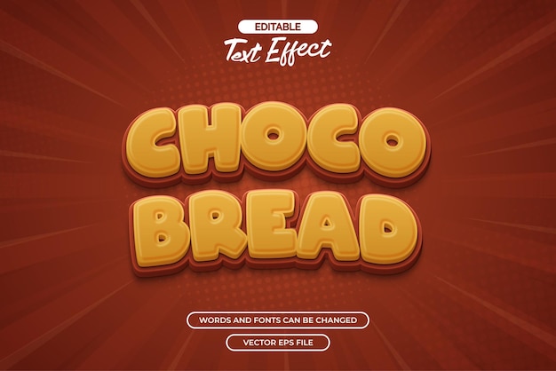 Vector choco bread editable text effect