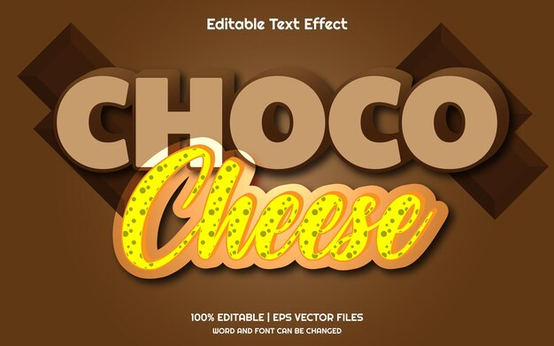 Vector choco cheese 3d editable text effect