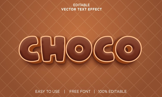 Choco editable text effect design with premium vector