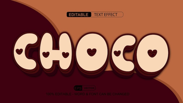 Choco editable text effect vector 3d style with background