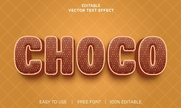 Choco editable text effect with premium vector