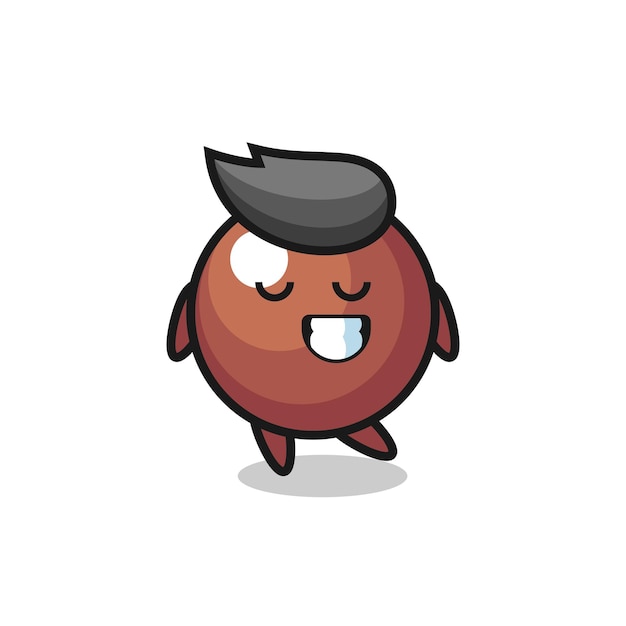 Chocolate ball cartoon illustration with a shy expression