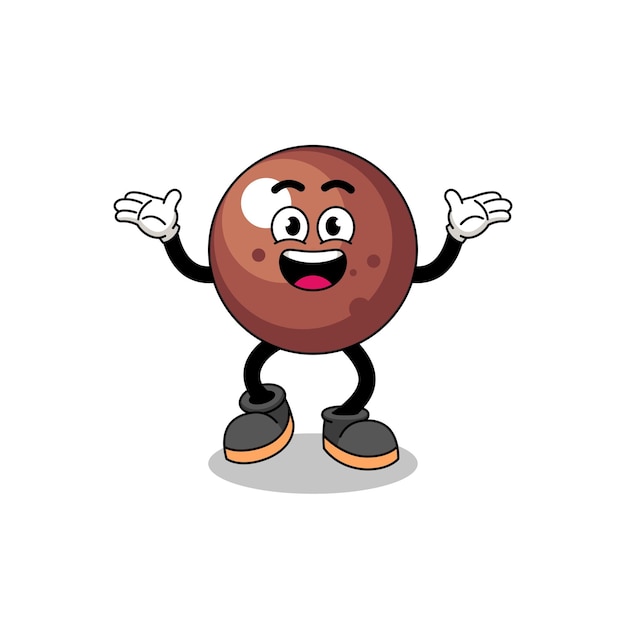 Chocolate ball cartoon searching with happy gesture