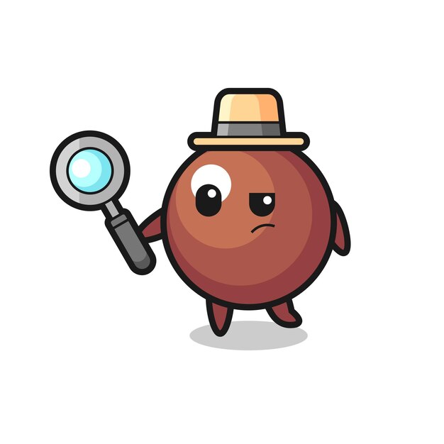 Chocolate ball detective character is analyzing a case