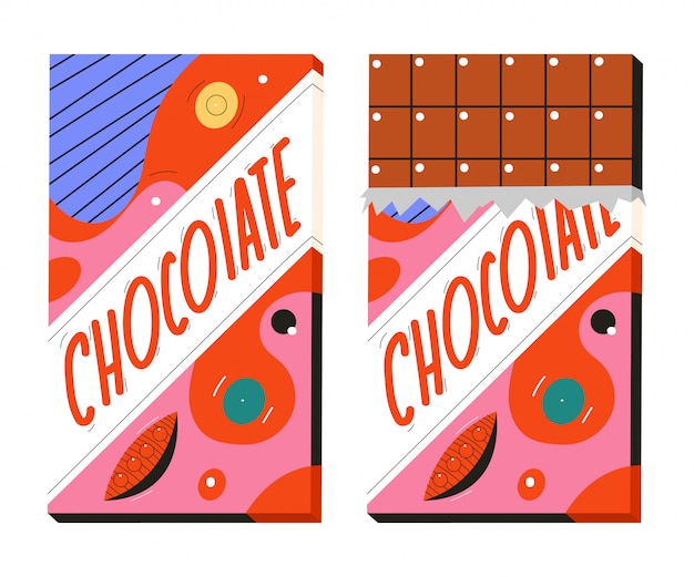 Vector chocolate bar   cartoon illustration isolated on white background.