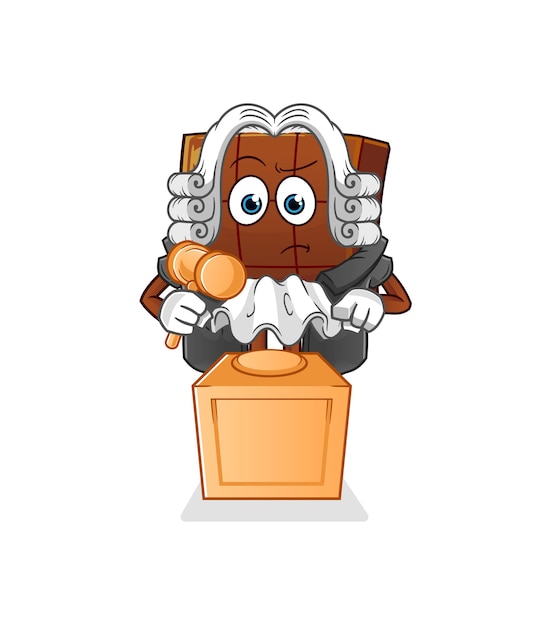 Chocolate bar judge holds gavel. character vector