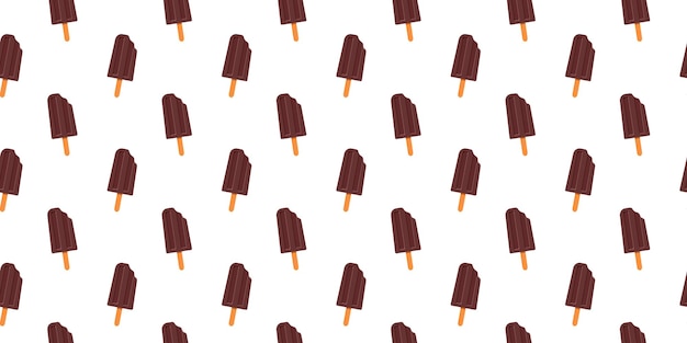 Chocolate bitten popsicle seamless pattern Sweet ice cream background Design for scrapbooking or wrapping paper fabric napkin or tablecloth wallpaper