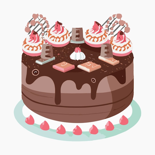 Chocolate cake illustration delicious bakery