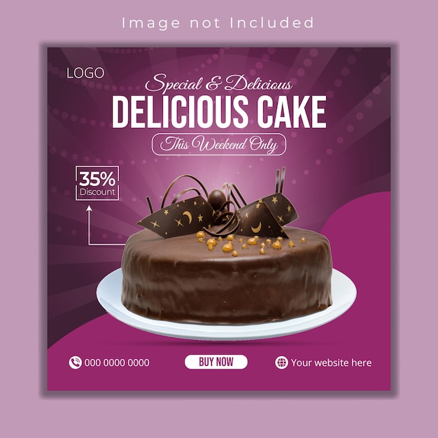 Chocolate cake social media banner post design template