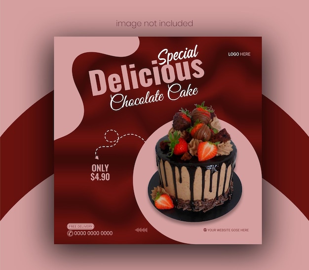 Chocolate cake social media banner post design template