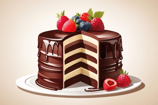 chocolate cake white background illustration