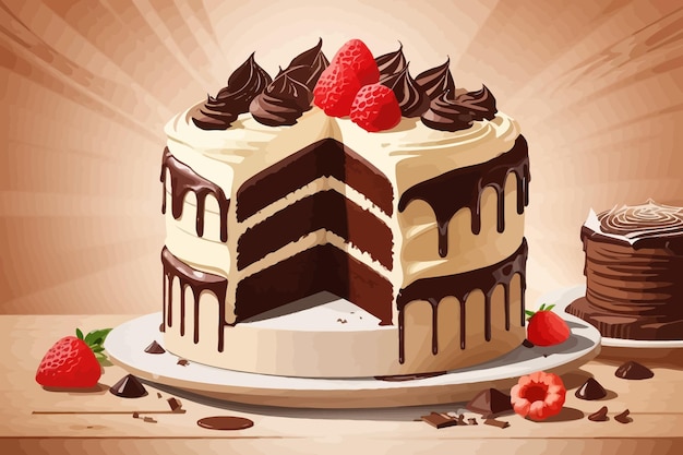 chocolate cake white background illustration