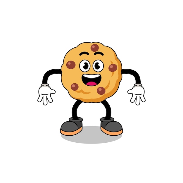 Chocolate chip cookie cartoon with surprised gesture character design