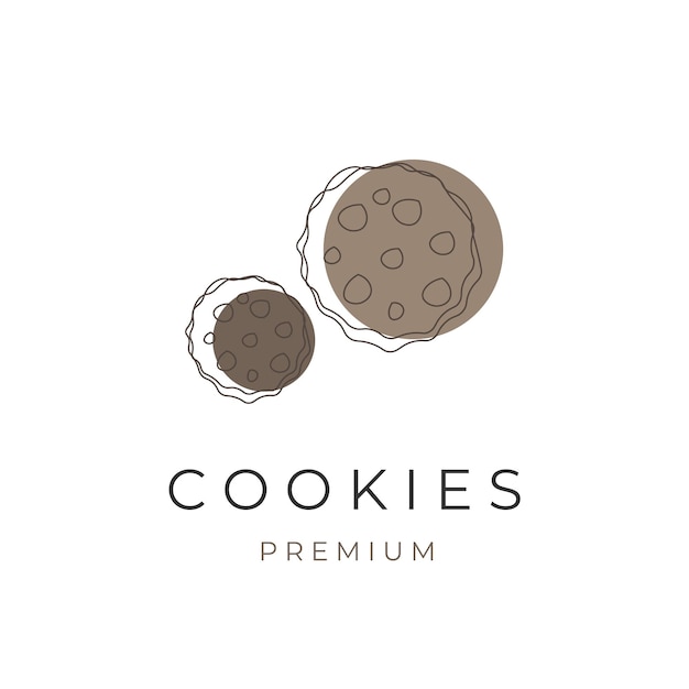 Chocolate Chip Cookies Line Art Vector Illustration Logo