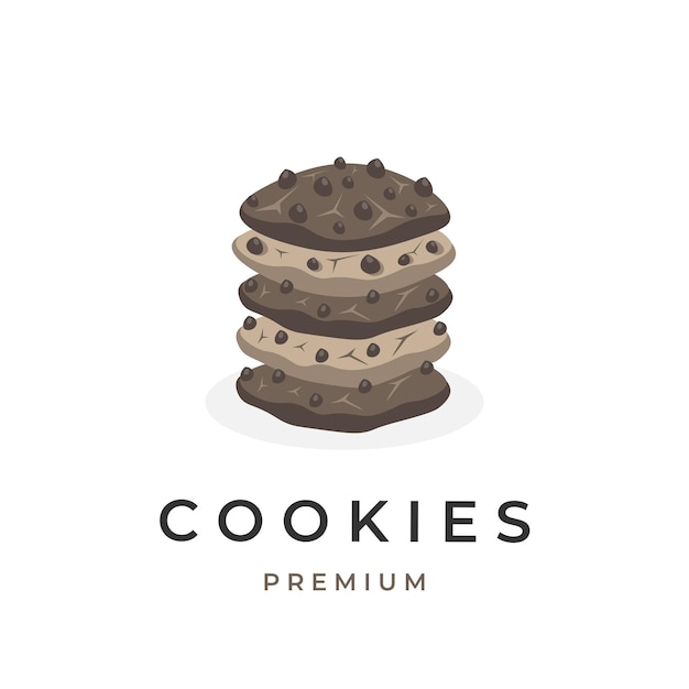 Chocolate Chip Cookies Stack Vector Illustration Logo