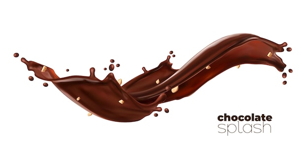 Vector chocolate cocoa coffee milk isolated flow splash