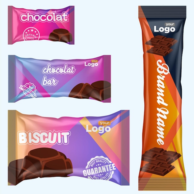 Chocolate cookies pack and chocolate bar package biscuit Chips Packaging design