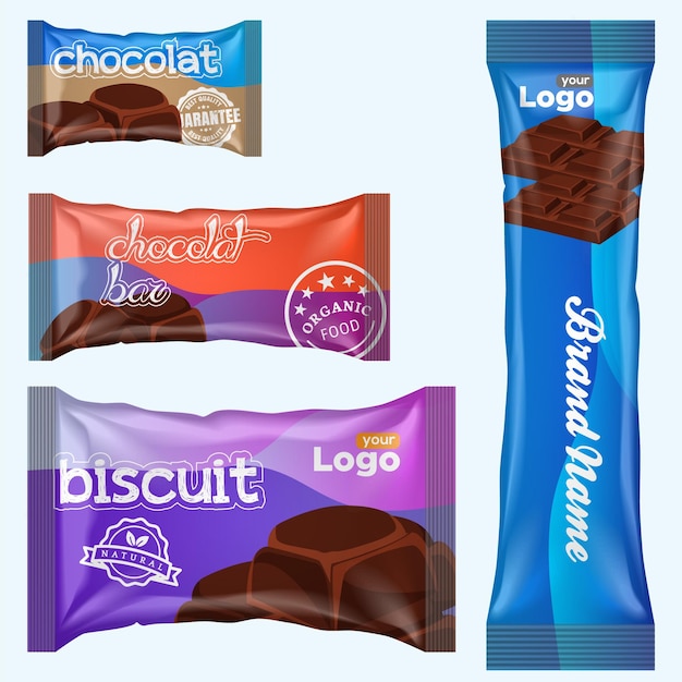 Chocolate cookies pack and chocolate bar package biscuit Chips Packaging design