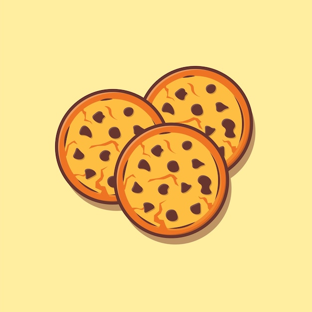 Chocolate cookies snack food top view cartoon icon illustration