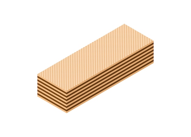 Vector chocolate cream wafer in isometric view simple flat illustration