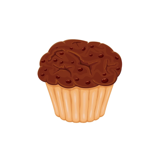 Chocolate cupcake isolated on white background illustration