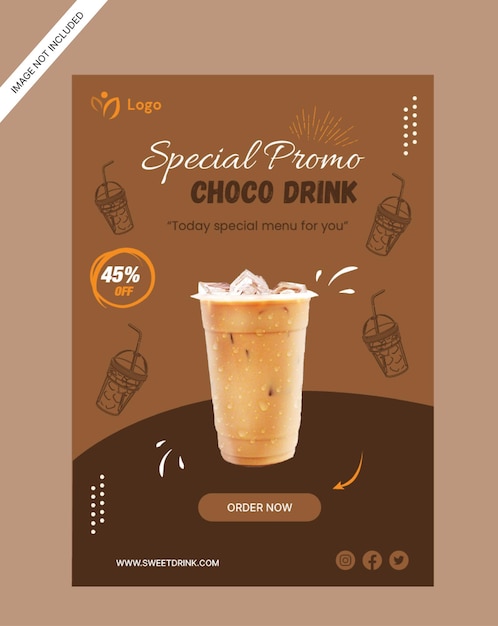 chocolate drink flyer poster promotion store design template