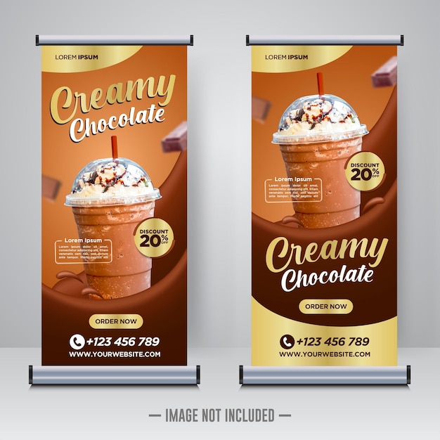 Chocolate drink rollup or X banner design template