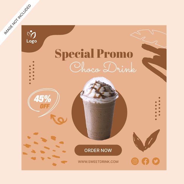 Chocolate drink social media promotion instagram post design template