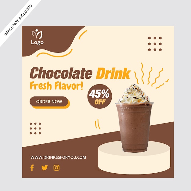 chocolate drink social media promotion instagram post design template