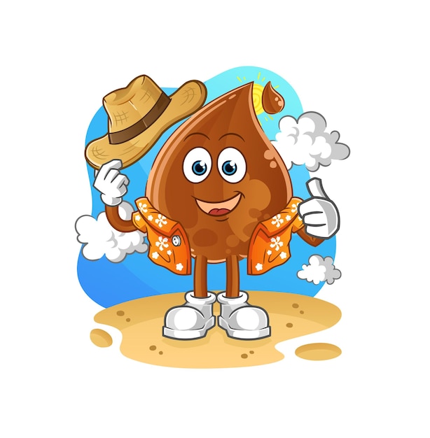 Chocolate drop go on vacation. cartoon mascot vector