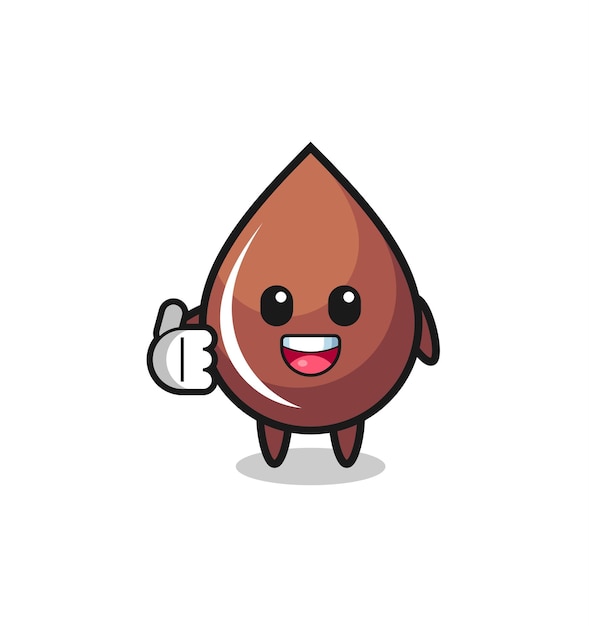 Chocolate drop mascot doing thumbs up gesture