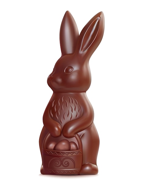 Chocolate easter bunny on white illustration